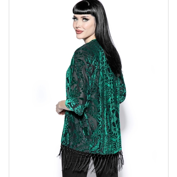 Green Baroque Velvet Kimono BCC - Picture 3 of 4
